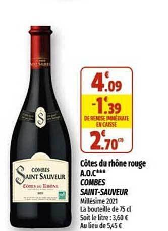 Coccinelle Express Côtes du rhône rouge a.o.c. combes saint-sauveur offre