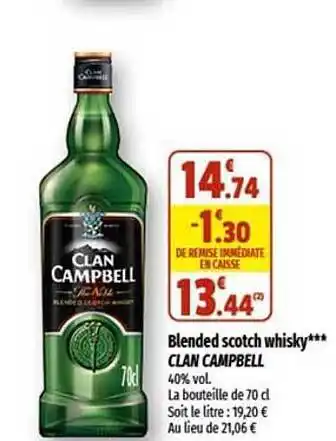 Coccinelle Express Blended scotch whisky clan campbell offre