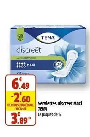 Coccinelle Express Serviettes discreet maxi tena offre