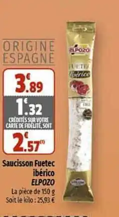 Saucisson fuetec ibérico elpozo