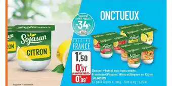 G20 Dessert végétal aux fruits mixés framboise-passion, abricot-goyave ou citron sojasun offre