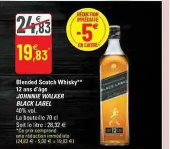 G20 Blended scotch whisky 12 ans d'âge johnnie walker black label offre