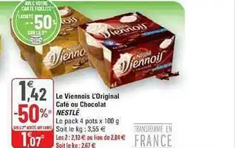 G20 Le viennois l'original café ou chocolat nestlé offre