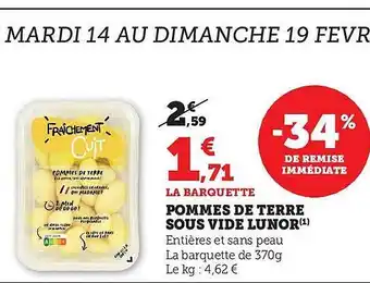 Hyper U Pommes de terre sous vide lunor offre