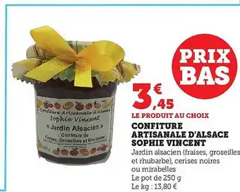 Hyper U Confiture artisanale d'alsace sophie vincent offre