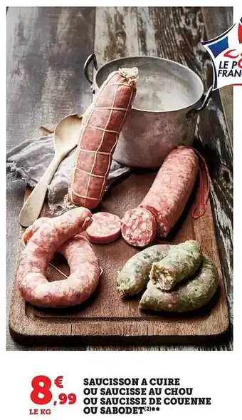 Hyper U Saucisson à cuire ou saucisse au chou ou saucisse de norvège ou sodebo offre