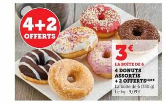 Hyper U 4 donuts assortis + 2 offerts offre