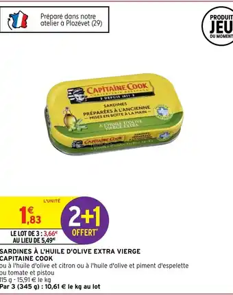 Intermarché Sardines à L'huile D'Olive Extra Vierge Capitaine Cook offre