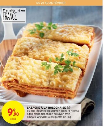 Intermarché Lasagne à La Bolognaise offre