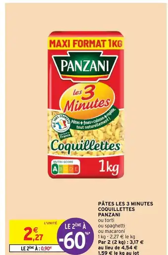 Intermarché Pâtes Les 3 Minutes Coquillettes Panzani offre