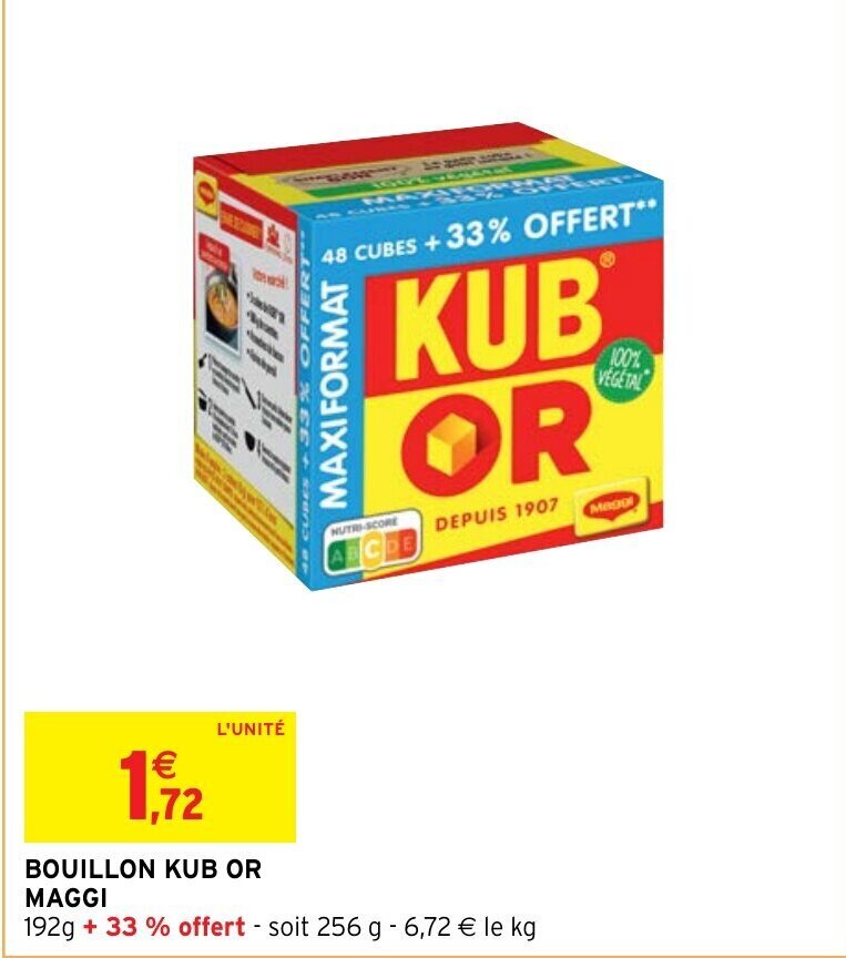 Promo Bouillon Kub or Maggi chez Intermarché