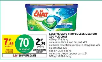 Intermarché Lessive Caps Trio-Bulles L'Expert X30 Le Chat offre