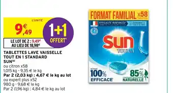 Intermarché Tablettes Lave Vaisselle Tout en 1 Standard Sun offre