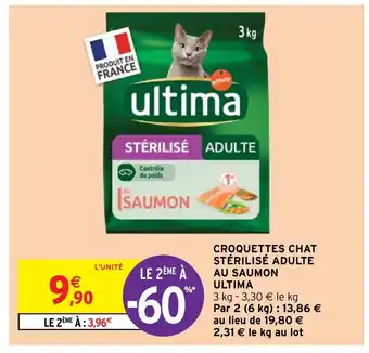 Intermarché Croquettes Chat Stérilisé Adulte au Saumon Ultima offre