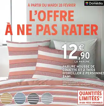 Intermarché Parure Housse de Couette et 2 Taies D'Oreiller 2 Personnes Sami offre