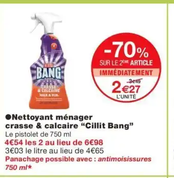 Monoprix Nettoyant Ménagaer Crasse & Calcaire "Cillit Bang" offre