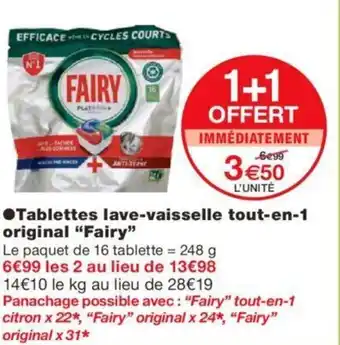 Monoprix Tablettes Lave-Vaisselle Tout-En -1 Original "Fairy" offre
