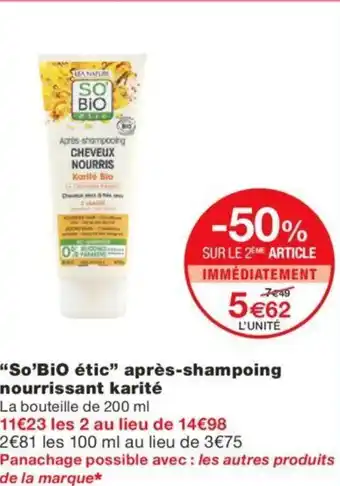 "So bio étic" Aprés- Shampooing Nourrissant Karité