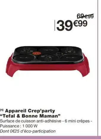 Monoprix Appareil Crep'party "Tefal & Bonne Maman offre