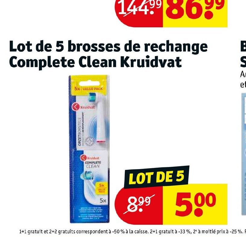 Promo Lot de 5 Brosses de Rechange Complete Clean Kruidvat chez Kruidvat