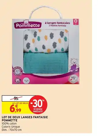 Intermarché Hyper Lot de Deux Langes Fantaisie Pommette offre