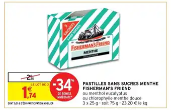Intermarché Hyper Pastilles Sans Sucres Menthe Fisherman's Friend offre