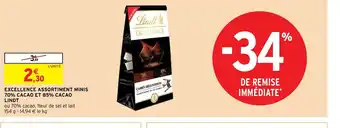 Intermarché Hyper Excellence Assortiment Minis 70% Cacao Et 85% Cacao Et 85% Cacao Lindt offre