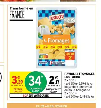 Intermarché Hyper Ravioli 4 Fromages Lustucru offre
