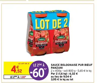 Intermarché Hyper Sauce Bolognaise Pur Bœuf Panzani offre