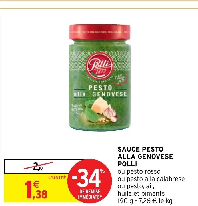 Promo Sauce Pesto Alla Genovese Polli chez Intermarché Hyper