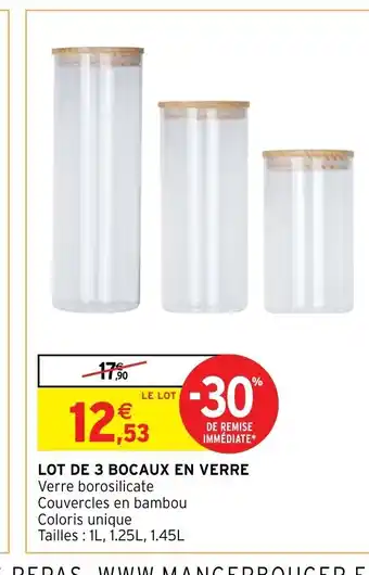 Intermarché Hyper Lot de 3 bocaux En Verre offre