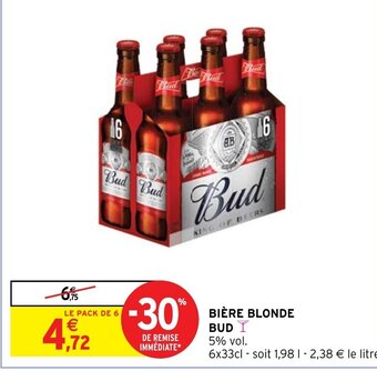 Intermarché Hyper Biere Blonde Bud offre