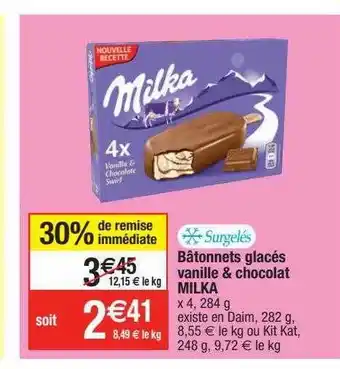 Migros Bâtonnets glacés vanille & chocolat milka offre