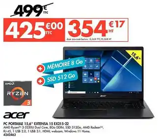 Plein ciel Pc portable 15,6 offre