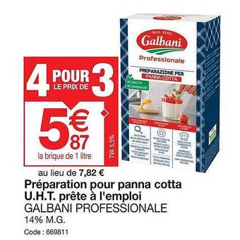 Promocash Préparation pour panna cotta u.h.t. prête à l'emploi galbani professionale offre