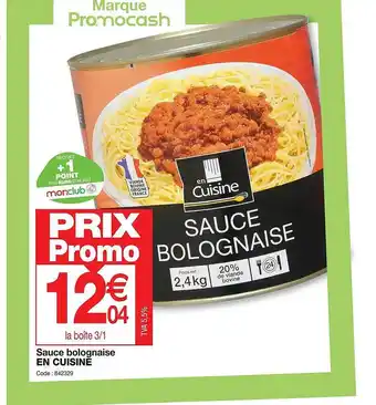 Promocash Sauce bolognaise en cuisine offre