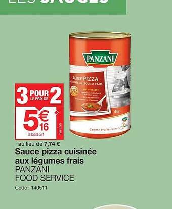 Promocash Sauce pizza cuisinée aux légumes frais panzani food service offre