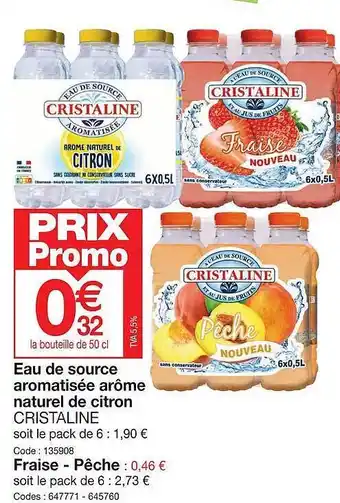 Promocash Eau de source aromatisée arôme naturel de citron cristaline offre