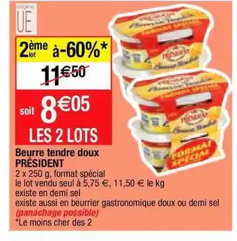 Migros Beurre tendre doux président offre