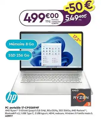 Calipage Pc portable 17-cp0289nf hp offre