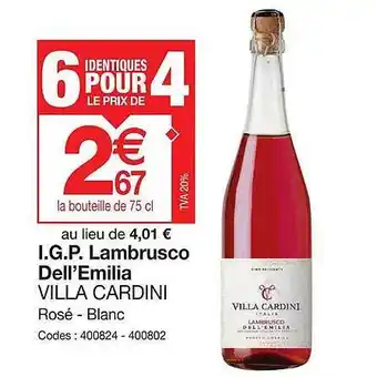Promocash I.g.p. lambrusco dell'emilia villa cardini offre