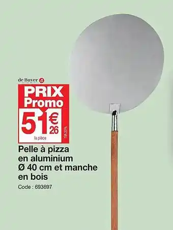 Pelle à pizza en aluminium ø 40 cm et manche en bois