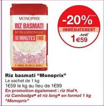 Monoprix Riz basmati offre