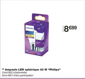 Monoprix Ampoule led sphérique 40 w offre