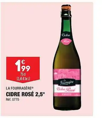 ALDI Cidre rosé 2,5° la fourragère offre