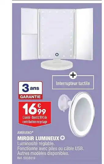 ALDI Miroir lumineux ambiano offre
