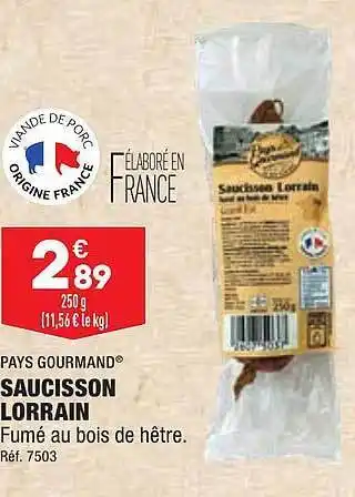 ALDI Saucisson lorrain pays gourmand offre