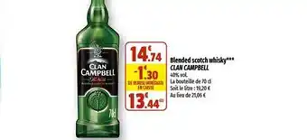 Coccinelle Supermarché Blended scotch whisky clan campbell offre