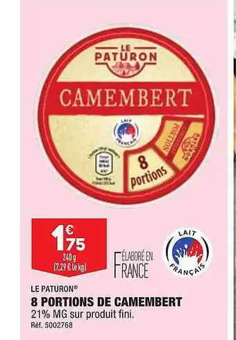 ALDI 8 portions de camembert le paturon offre