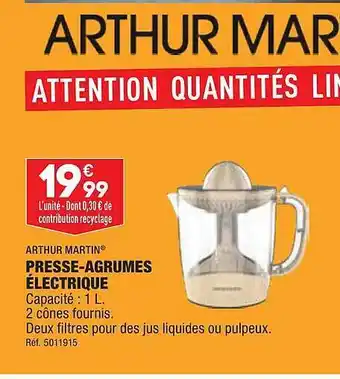 ALDI Presse-agrumes électrique arthur martin offre